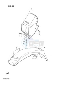 DR125S (E2) drawing HEADLAMP COVER - FRONT FENDER (MODEL F)