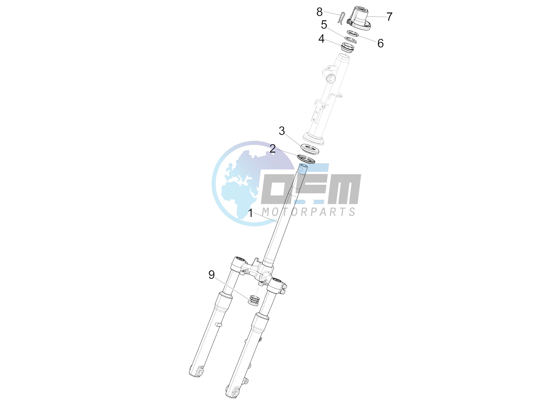 Fork/steering tube - Steering bearing unit