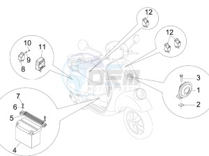 GTV 300 4T 4V ie (USA) USA drawing Remote control switches - Battery - Horn