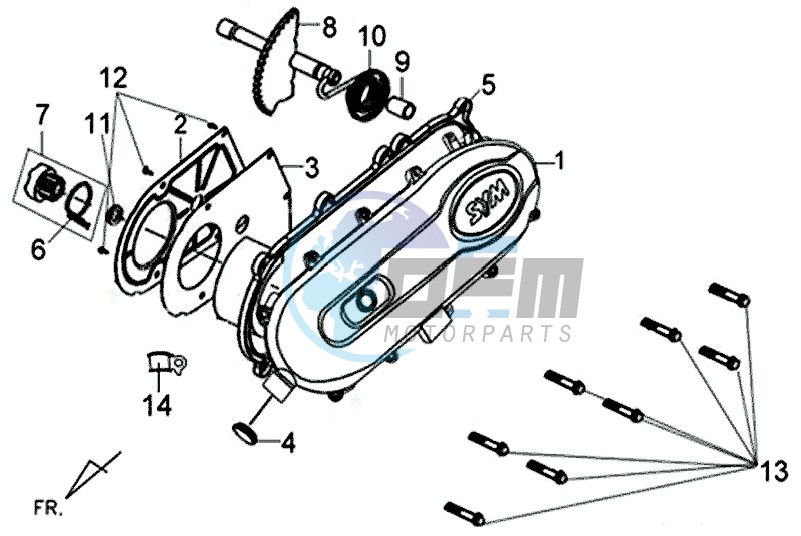 L. CRANK CASE COVER / X'PRO 50 (45 KM/H) (AE05W4-EU) (L4-M1)