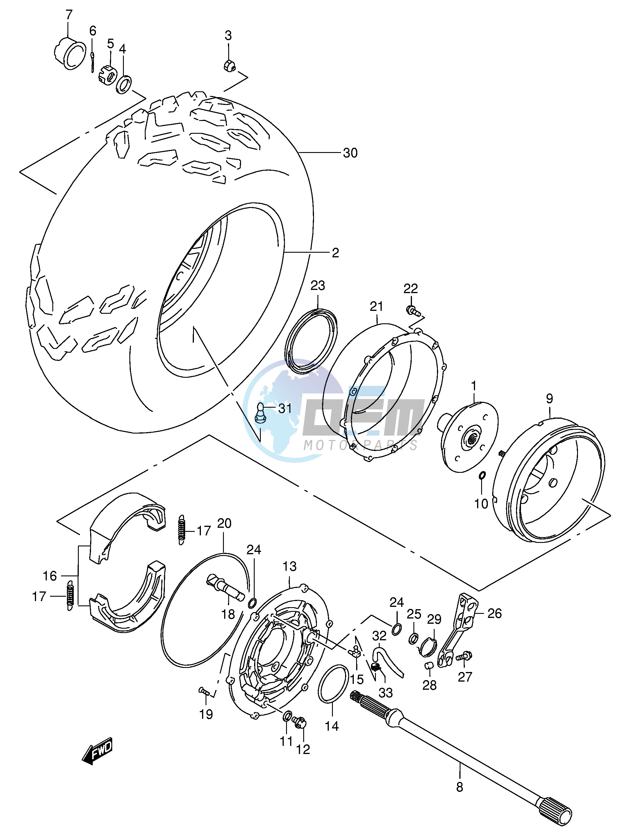 RIGHT REAR WHEEL (MODEL W X Y)