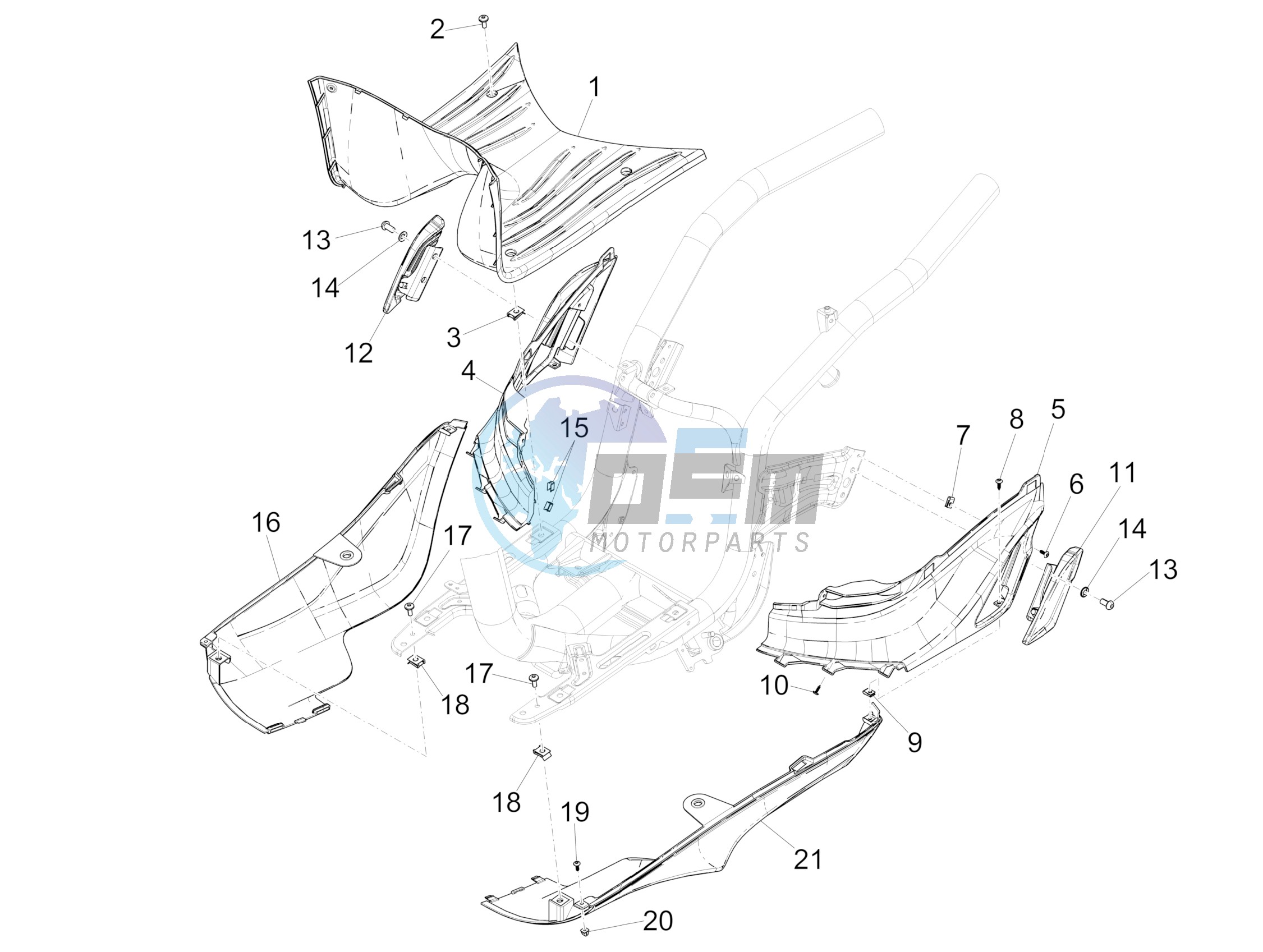 Central cover - Footrests