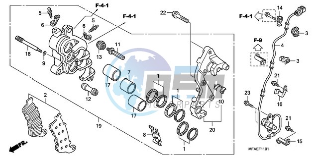 R. FRONT BRAKE CALIPER (CBF1000A/T/S)