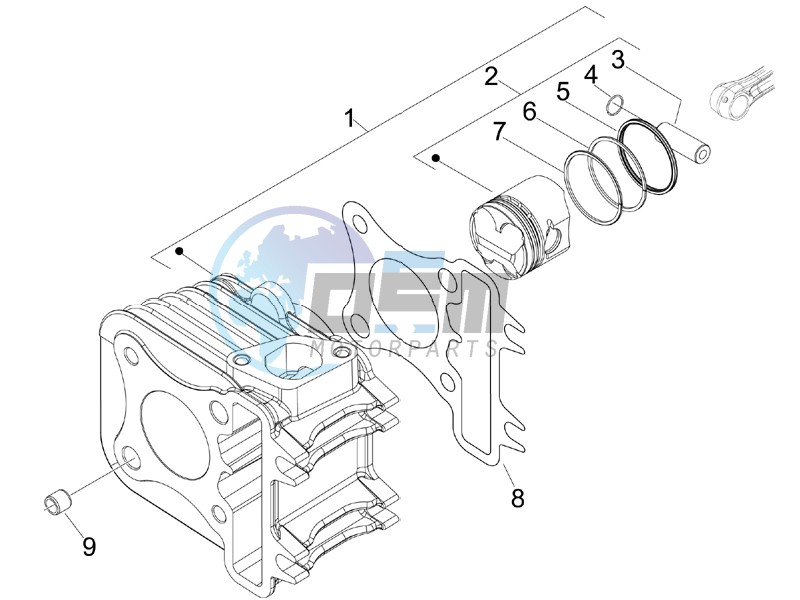 Cylinder-piston-wrist pin unit