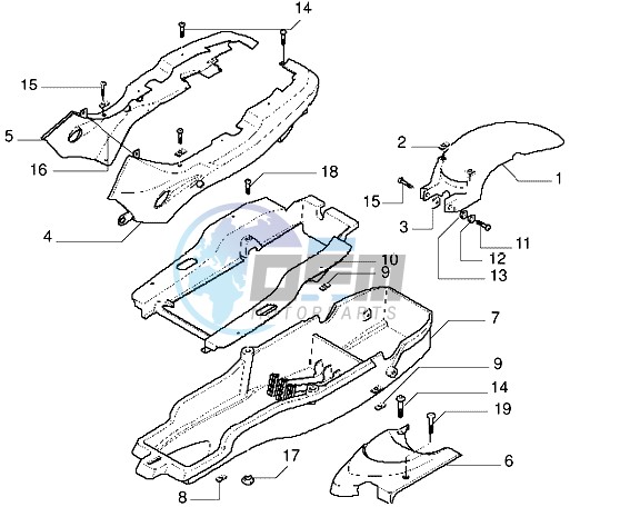 Rear mudguard-undersaddle