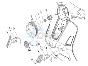 GTS 125 4T E3 UK drawing Head lights - Turn signal lamps