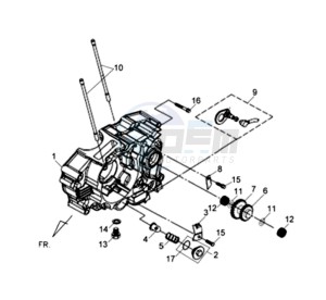 WOLF CARBURATED 125 drawing CRANKCASE - STARTER