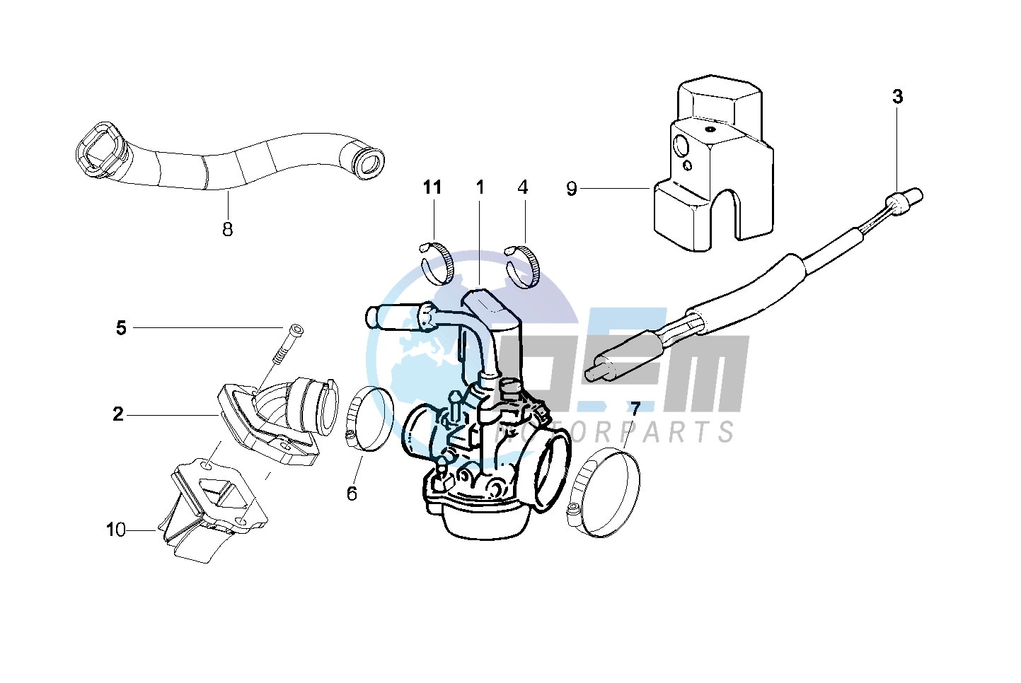 Carburettor assembly - Union pipe