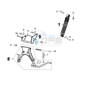 VIVA A BE drawing REAR SHOCK AND STAND