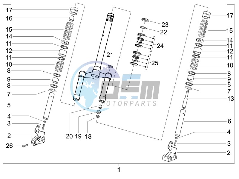 Fork steering tube - Steering bearing unit