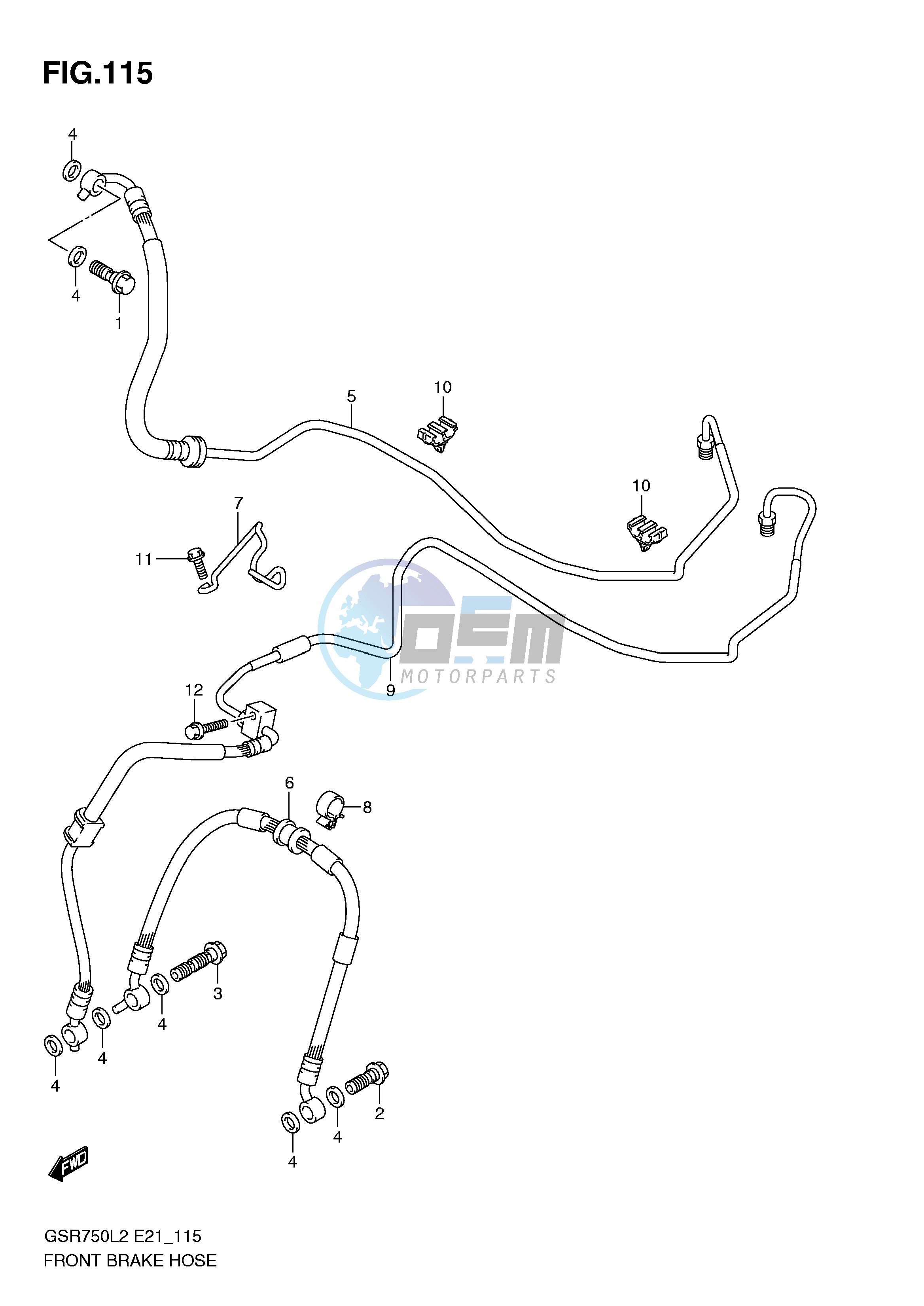 FRONT BRAKE HOSE (GSR750AL2 E21)