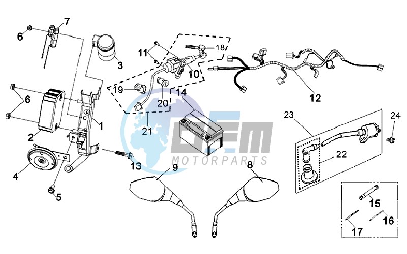 MIRRORS L /R / THROTTLE CABLE / BRAKE LEVERS