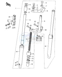 KM 100 A (A1 till A7) drawing FRONT FORK