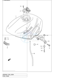 GS500 (E2) drawing FUEL TANK (MODEL K2)