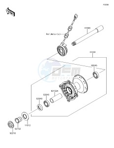 KLX450R KLX450AJF EU drawing Front Hub