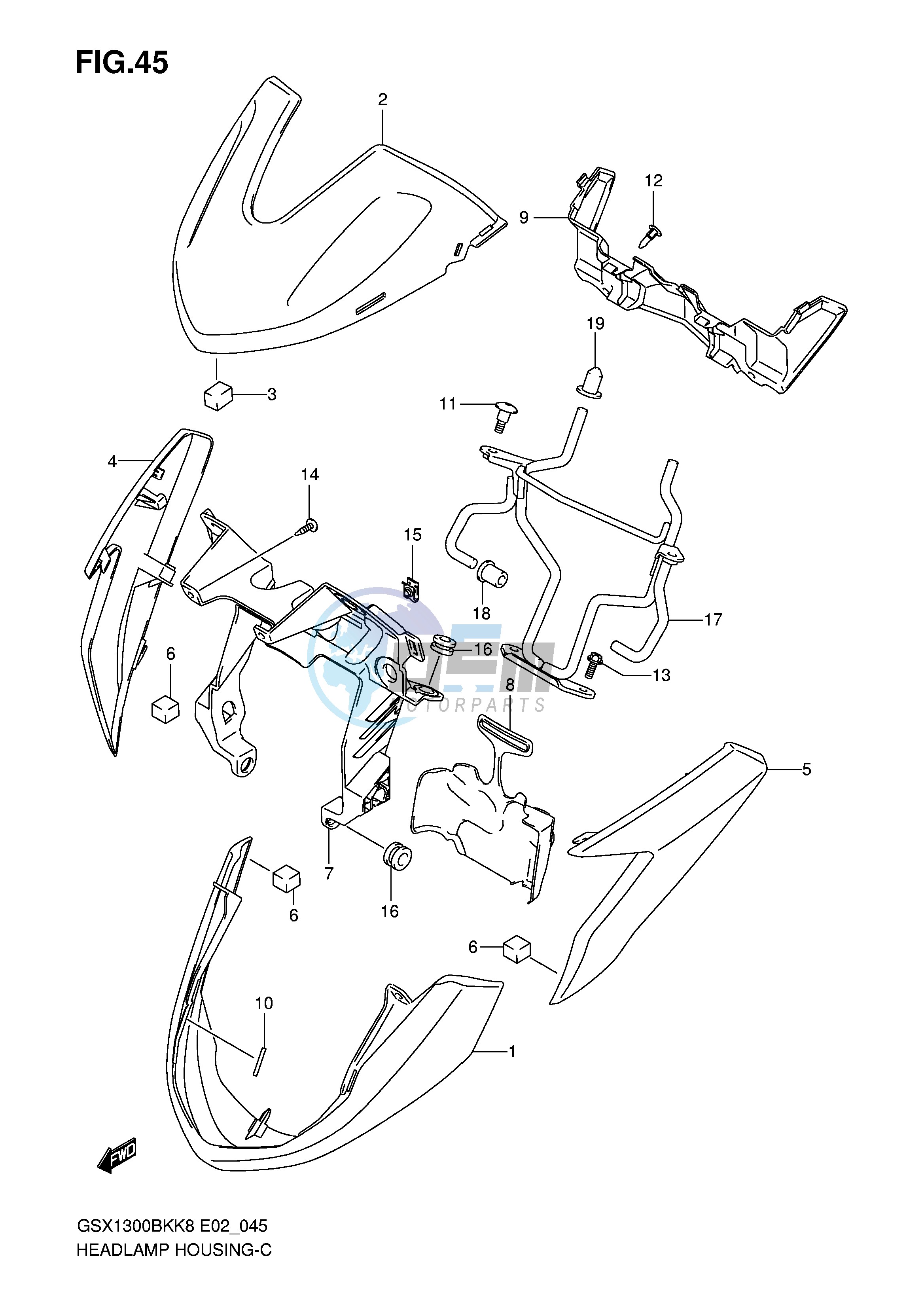 HEADLAMP HOUSING (MODEL K8 K9)