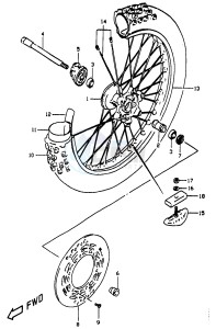 DR350 (V-W-X) drawing FRONT WHEEL