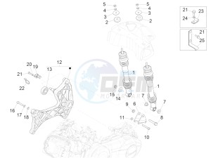 GTS 300 HPE 4T-4V IE ABS E4 (NAFTA) drawing Rear suspension - Shock absorber/s