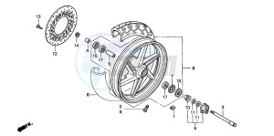 CB500 drawing FRONT WHEEL