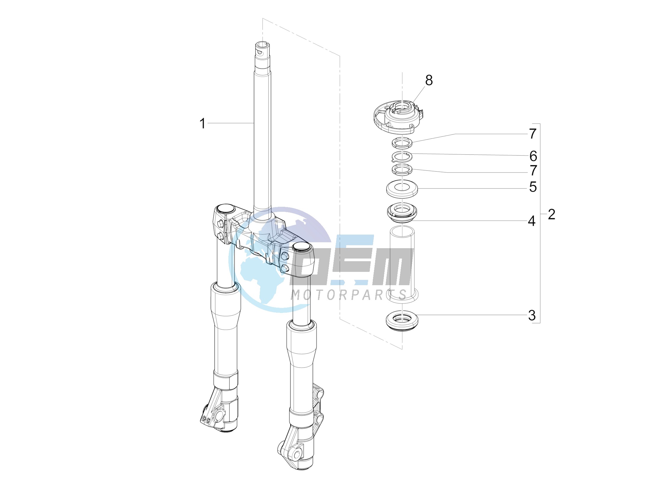 Fork/steering tube - Steering bearing unit