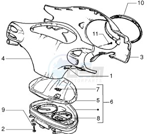 50 4T drawing Speedometer Kms. - handlebar covers