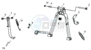 WOLF CARBURATED 125 drawing CENTRAL STAND - SIDE STAND - KICKSTARTER PEDAL