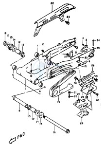 DR350 (V-W-X) drawing REAR SWINGING ARM (E24)