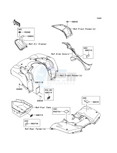 BRUTE FORCE 650 4x4i KVF650FEF EU GB drawing Labels