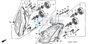 VFR800A9 UK - (E / ABS MME TWO) drawing HEADLIGHT (E,ED,EK,F)