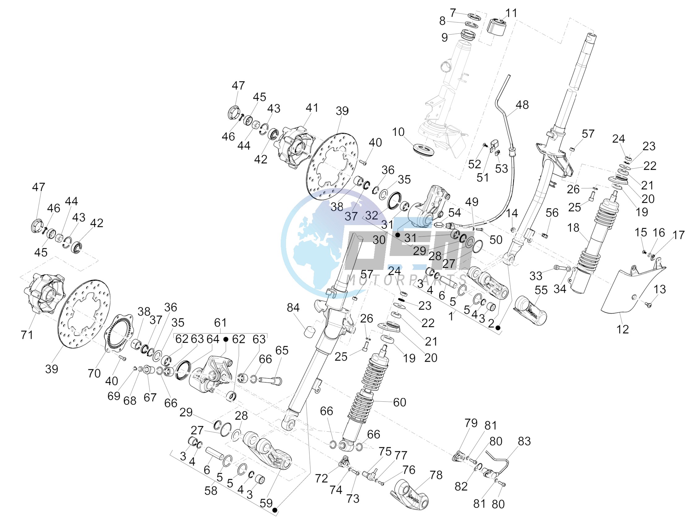 Fork/steering tube - Steering bearing unit