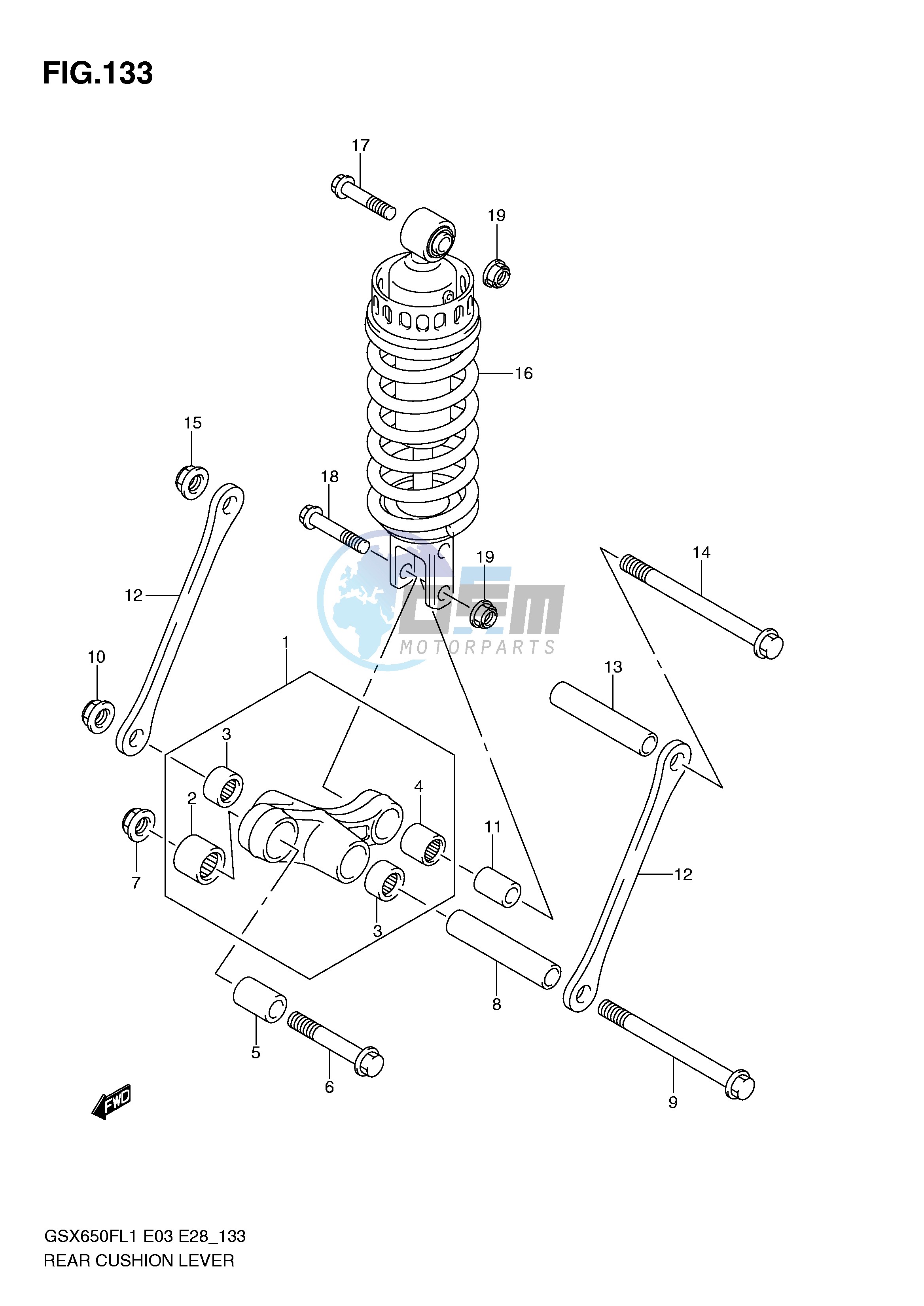 REAR CUSHION LEVER (GSX650FAL1 E28)