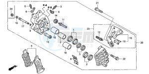 CBR1100XX SUPER BLACKBIRD drawing FRONT BRAKE CALIPER (R.)