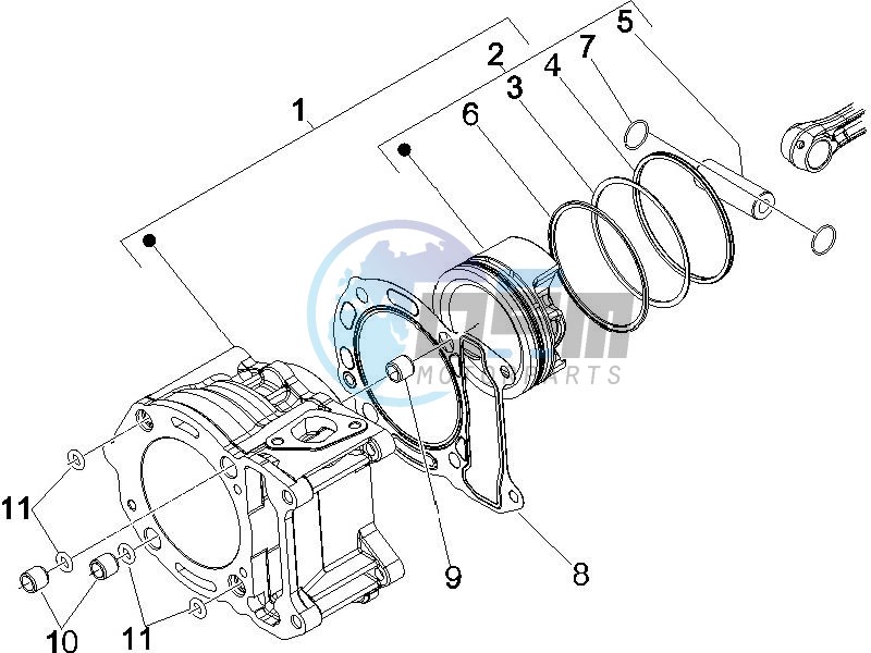 Cylinder - piston - wrist pin unit