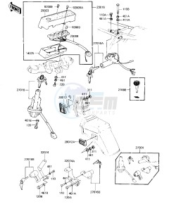 KZ 1300 A (A4) drawing IGNITION SWITCH_LOCKS_REFLECTORS