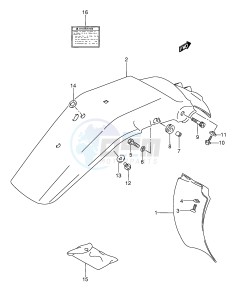 DR350 (E3) drawing REAR FENDER - LABEL (MODEL L M N P)