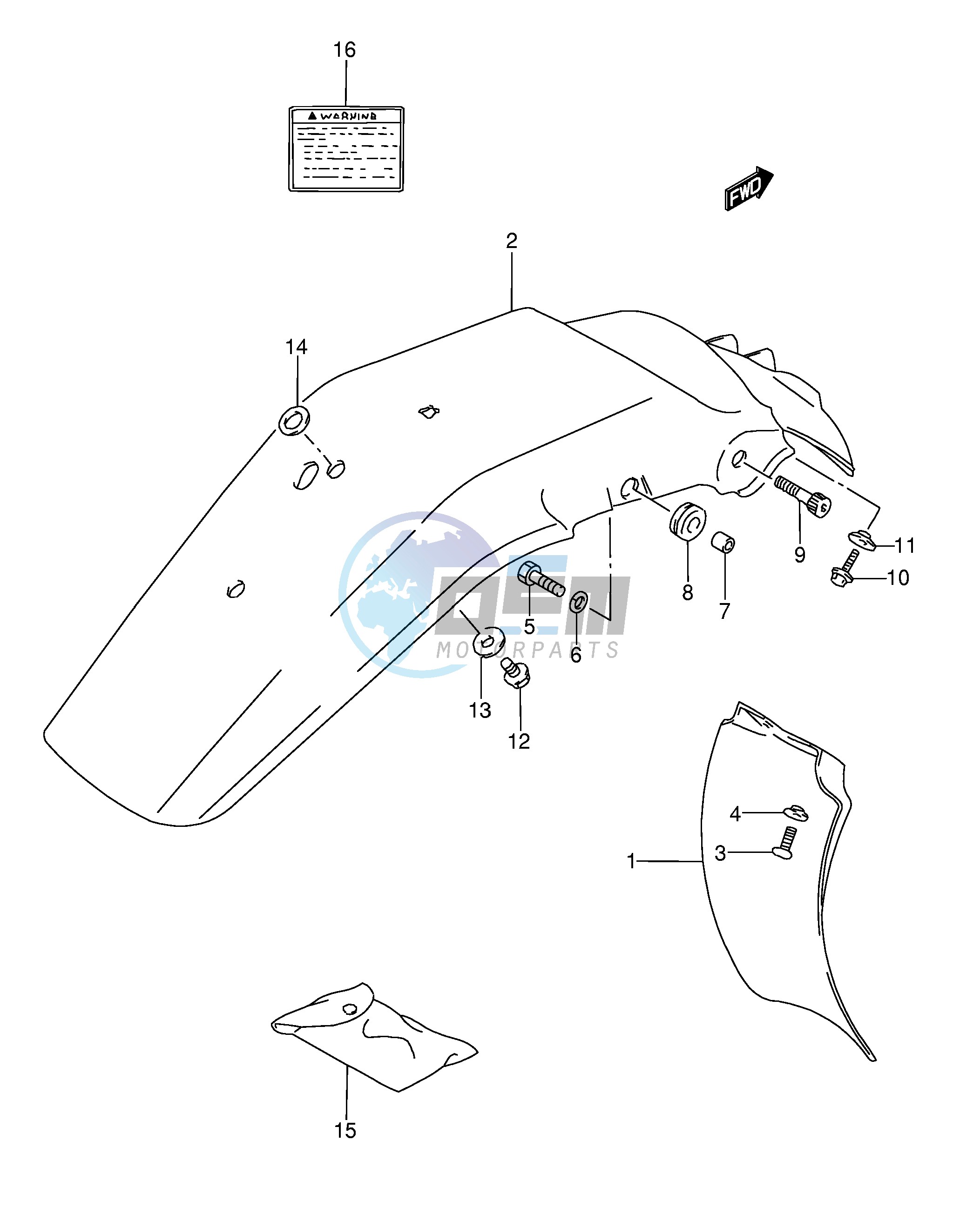 REAR FENDER - LABEL (MODEL L M N P)