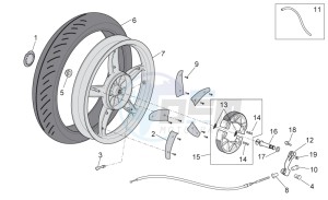 Scarabeo 50 4t 4v e2 drawing Rear wheel - drum brake