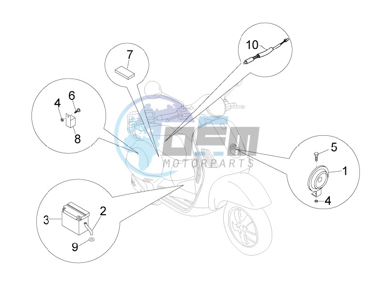 Control switches - Battery - Horn