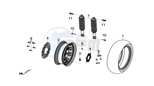 Joymax 300i ABS drawing REAR WHEEL / REAR SUSPENSION