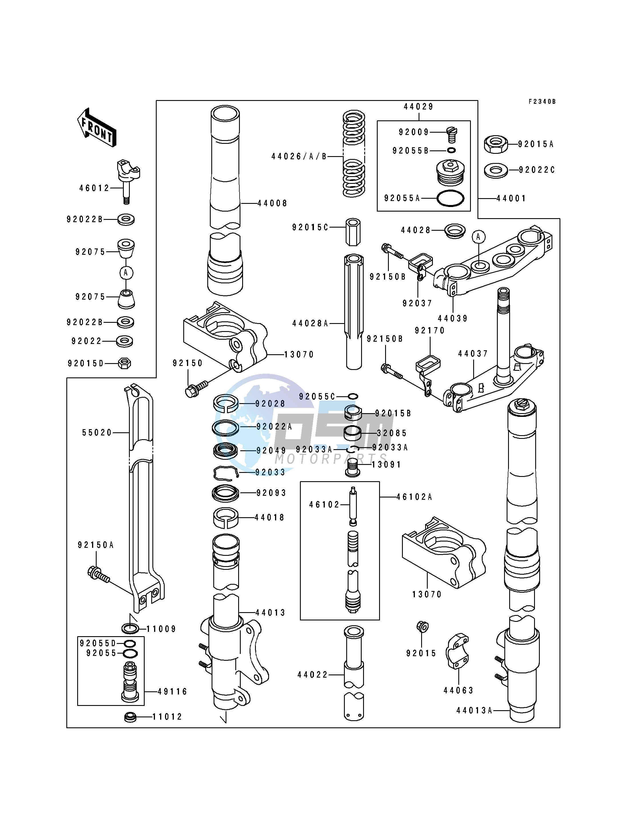 FRONT FORK -- KX500-E3- -