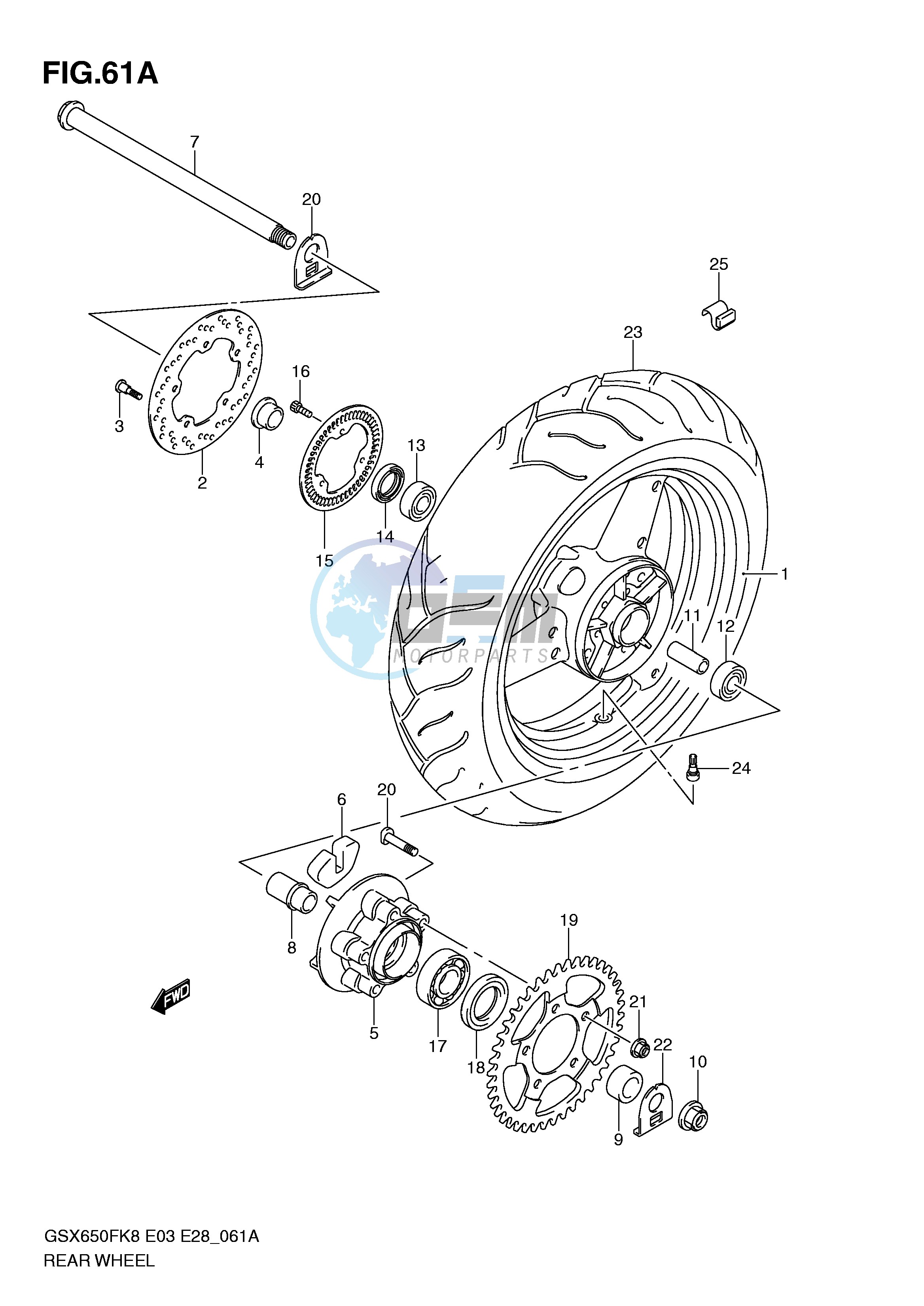 REAR WHEEL (GSX650FAK9 FAL0)