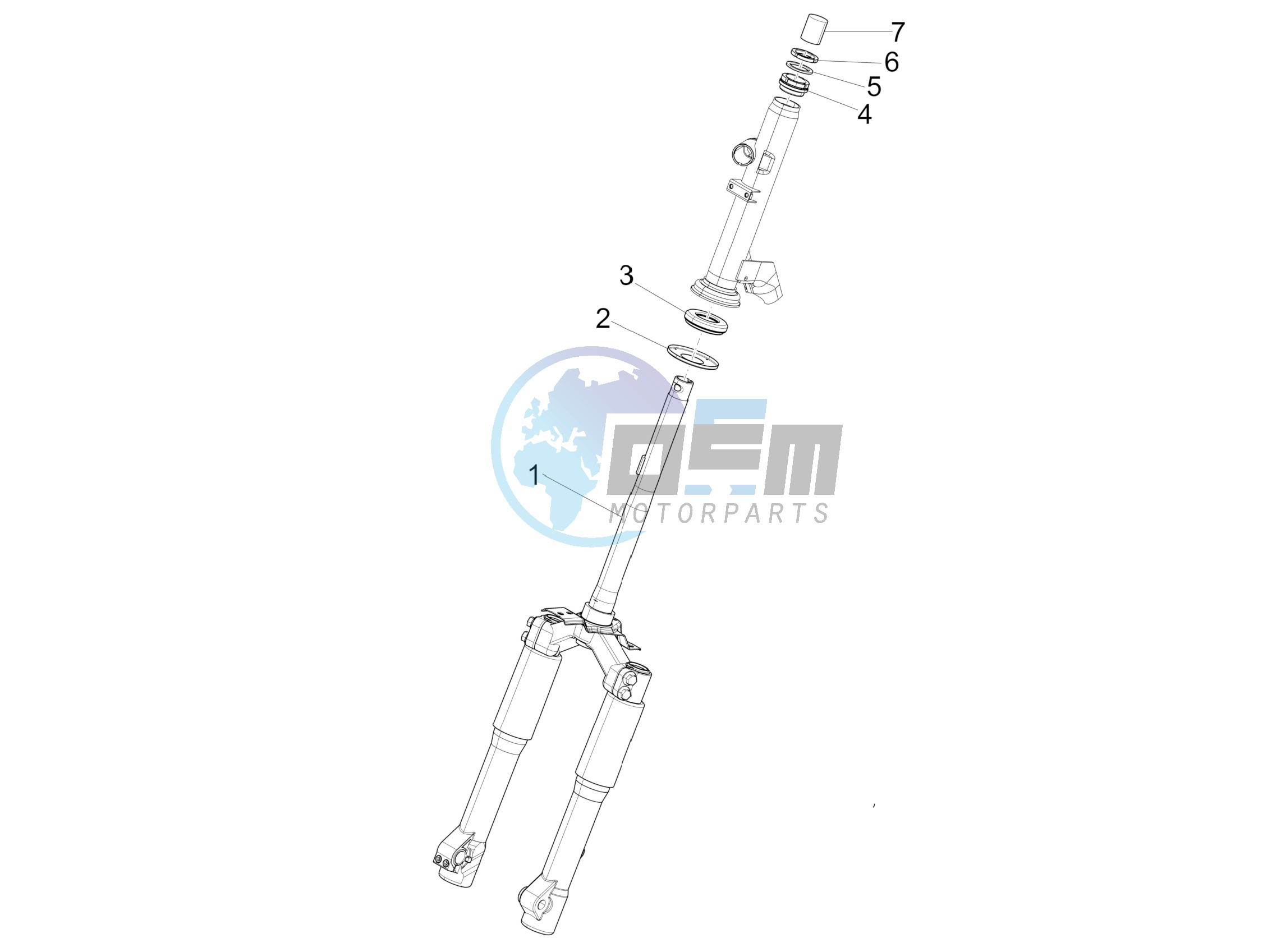 Fork steering tube - Steering bearing unit