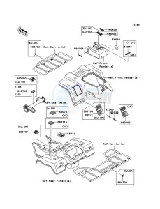 KLF250 KLF250A8F EU GB drawing Labels