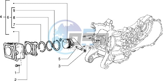 Cylinder-piston-wrist pin assy