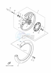 YZ125 (B4XJ) drawing FRONT WHEEL