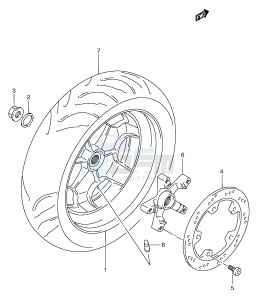 AN250 (E2) Burgman drawing REAR WHEEL