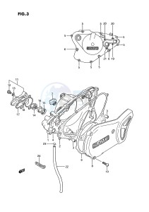 RM80 (E3) drawing CRANKCASE COVER - WATER PUMP (MODEL G H J)