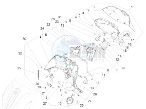 Beverly 300 ie ABS E4 (EMEA) drawing Front glove-box - Knee-guard panel