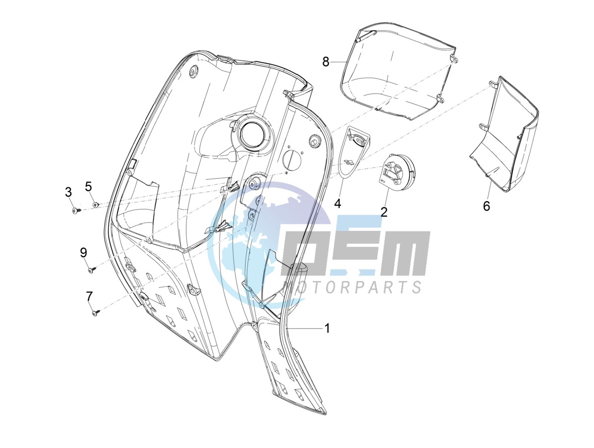 Front glove-box - Knee-guard panel