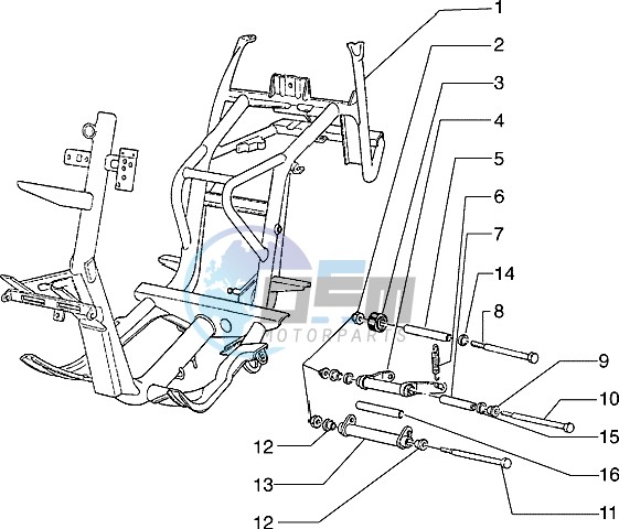 Chassis - Swinging arm - Aide stand